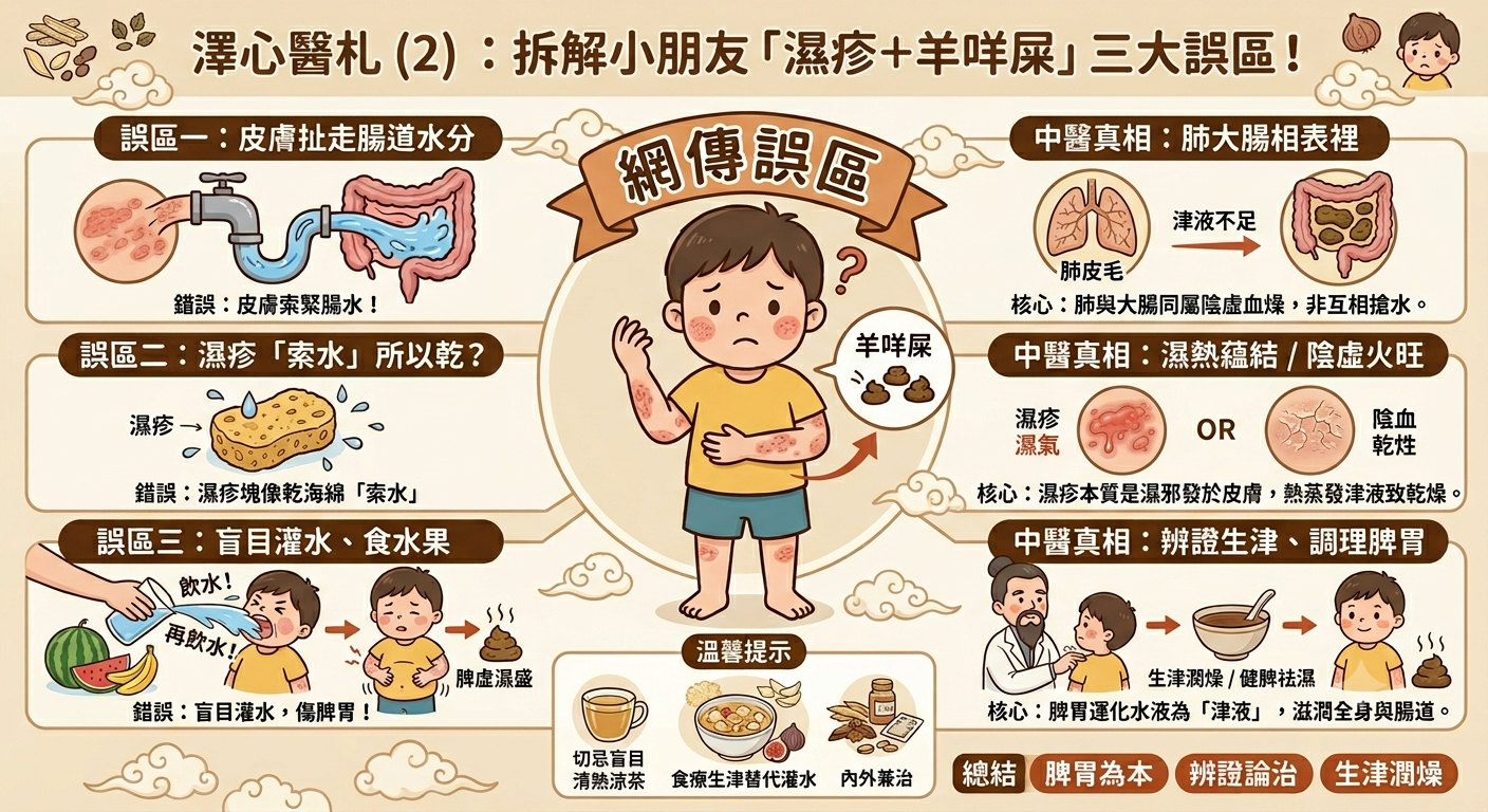 澤心醫札(5): 「飲水、飲水、再飲水」真係有用？拆解網傳小朋友「濕疹＋羊咩屎」嘅三大誤區！