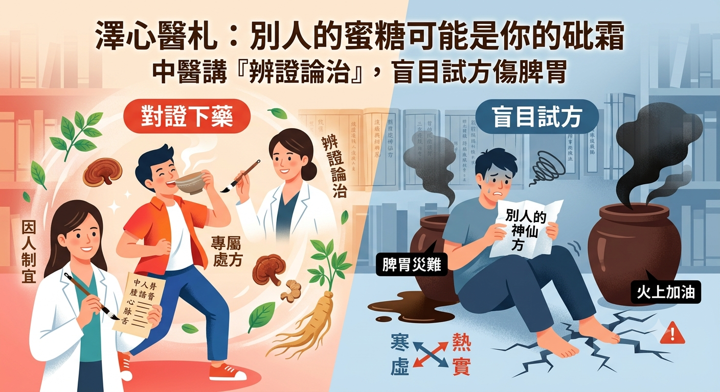澤心醫札（13 ）：一寒一熱差天共地！別人的蜜糖可能是你的砒霜：從「辨證論治」睇盲目試方的脾胃災難
